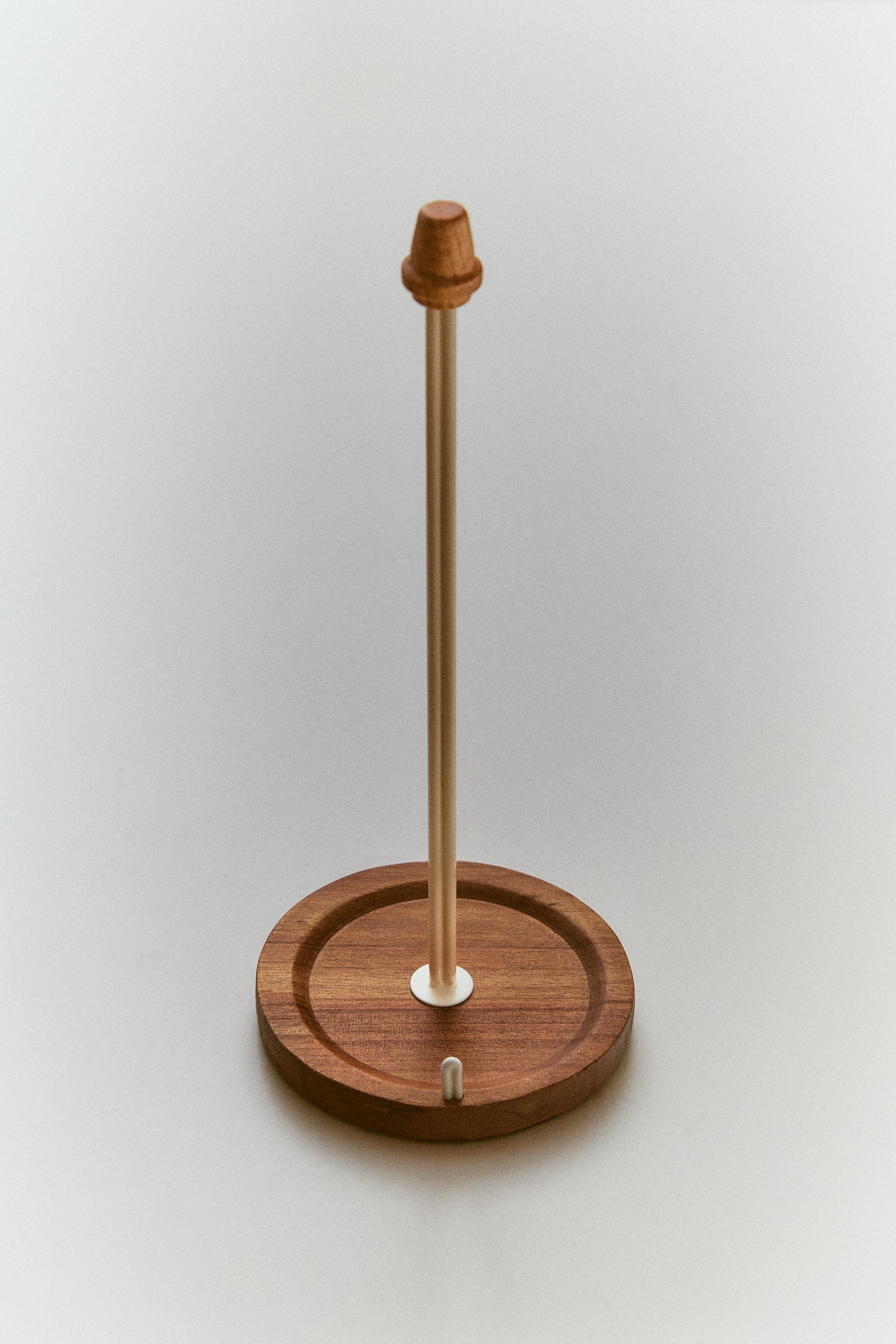 IRON AND WOOD KITCHEN ROLL HOLDER